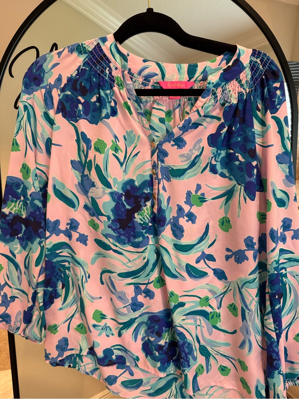 Floral Pink and Blue Women's Blouse
